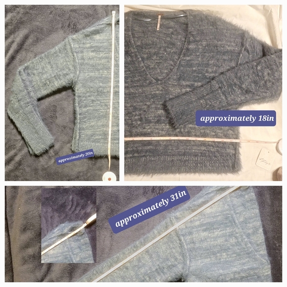 ✓XS }Free People{ *Serendipity* Oversized V-neck in Storm Combo ~Like NEW - Picture 4 of 8